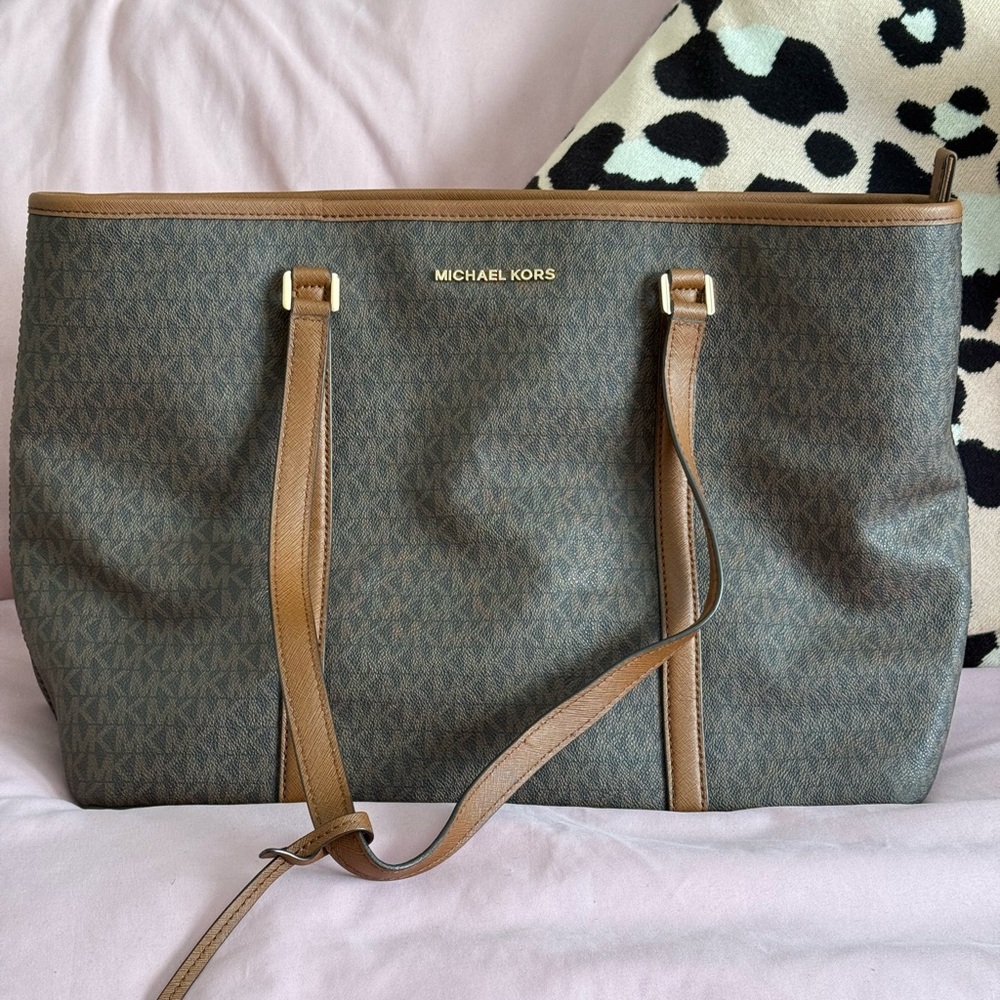Michael Kors Brown and Tan Tote Bag